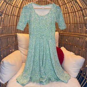 LuLaRoe dress green and white floral a line dress size M